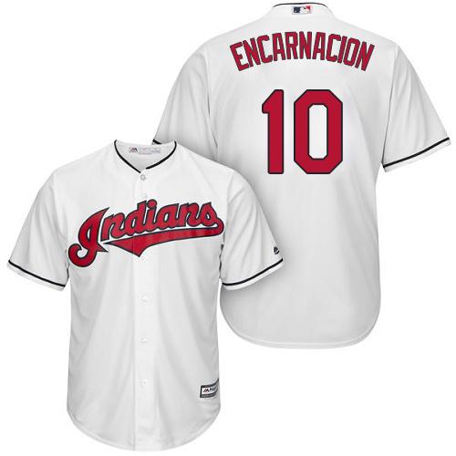 Indians #10 Edwin Encarnacion White Home Stitched Youth MLB Jersey